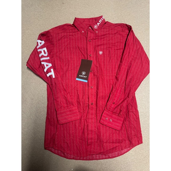 Ariat Kids Red Geometric Print Long Sleeve Button Down Shirt XS $67 - Picture 3 of 10
